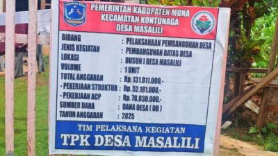 Mahasiswa Ungkap Proyek Batas Jalan Masalili Mangkrak, Kejari Muna Diminta Periksa Pj Kades, Sekretaris, Bendahara dan TPK